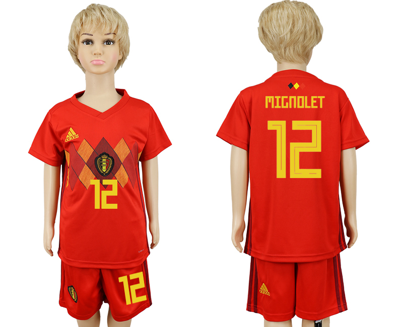 2018 maillot pour enfants BELGIUM CHIRLDREN #12 MIGNOLET